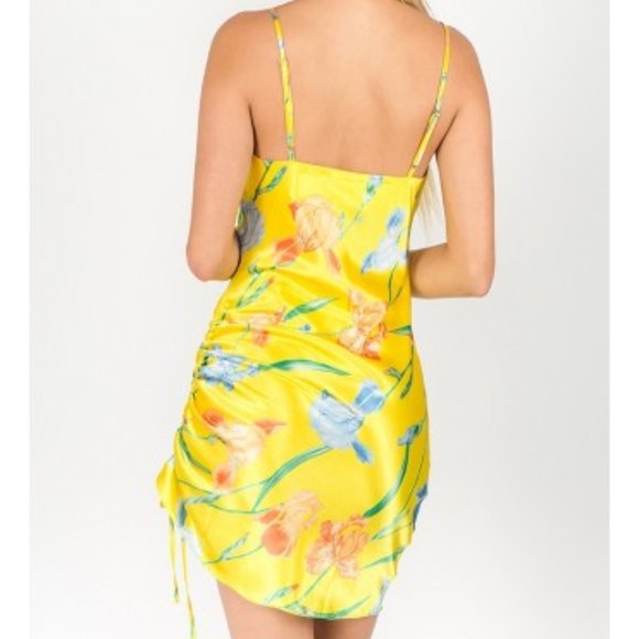 NWT Trendy Floral Satin Slip On Mini Dress - Picture 5 of 6